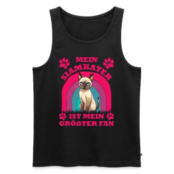 Siamese cats MY SIAMESE CAT IS MY BIGGEST FAN - Men's Premium Organic Tank Top - black - Front - Michal (187cm)