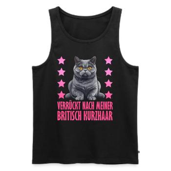 British Shorthair CRAZY ABOUT MY BRITISH - Men's Premium Organic Tank Top - black - Front - AI Model Male 178 light (178cm)