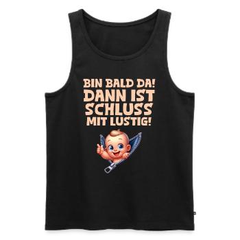 Werdende Mama BIN BALD DA DANN IST SCHLUSS MIT - Männer Premium Bio Tank Top - Schwarz - Vorne - AI Model Male 178 light (178cm)