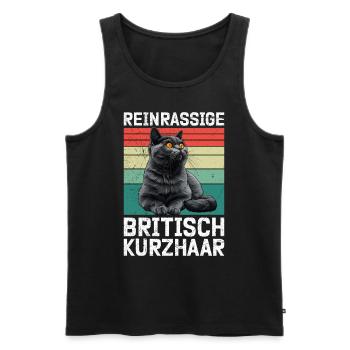 British Shorthair Dad PUREBRED BRITISH - Men's Premium Organic Tank Top - black - Front - AI Model Male 178 light (178cm)