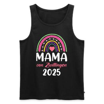 MAMAN DE JUMEAUX 2025 Femme jumelle enceinte - Débardeur bio Premium Homme - noir - Devant - AI Model Male 178 light (178cm)