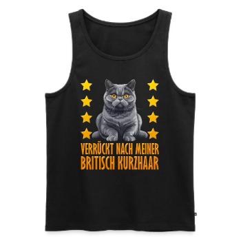 British Shorthair CRAZY ABOUT MY BRITISH - Men's Premium Organic Tank Top - black - Front - AI Model Male 178 light (178cm)