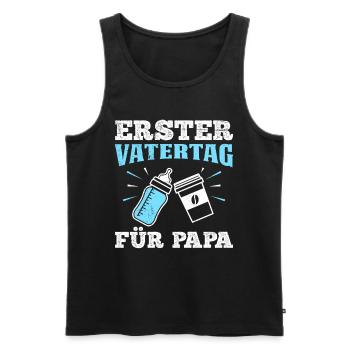 PREMIÈRE FÊTE DES PÈRES POUR PAPA Future papa - Débardeur bio Premium Homme - noir - Devant - Michal (187cm)