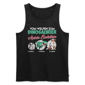 Aussie VOM WELPEN ZUM DINOSAURER AUSSIE EVOLUTION - Männer Premium Bio Tank Top - Schwarz - Vorne - AI Model Male 178 light (178cm)