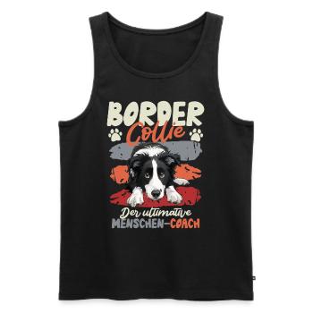 BORDER COLLIE LE COACH HUMAIN ULTIME Drôle - Débardeur bio Premium Homme - noir - Devant - Michal (187cm)