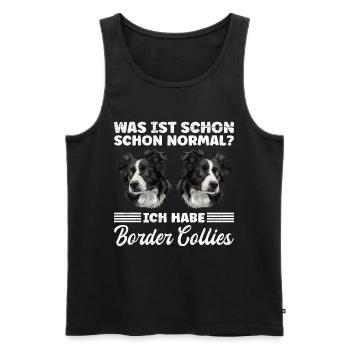 Border Collie WAS IST SCHON NORMAL? HABE BORDER - Männer Premium Bio Tank Top - Schwarz - Vorne - AI Model Male 178 light (178cm)