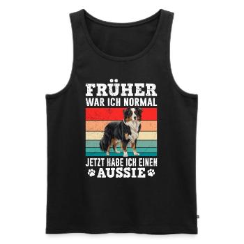 Aussie FRÜHER WAR ICH NORMAL HABE JETZT EINEN - Männer Premium Bio Tank Top - Schwarz - Vorne - Michal (187cm)