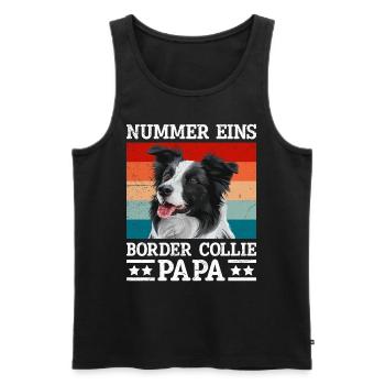 Border Collie NUMBER ONE BORDER COLLIE PAPA - Débardeur bio Premium Homme - noir - Devant - AI Model Male 178 light (178cm)