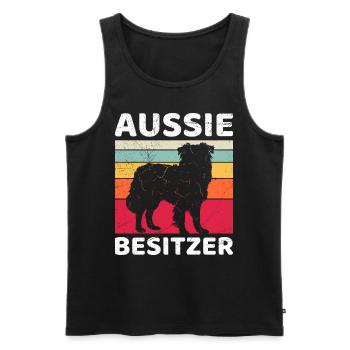 AUSSIE OWNER Australian Shepherd Dog Dad - Men's Premium Organic Tank Top - black - Front - Michal (187cm)
