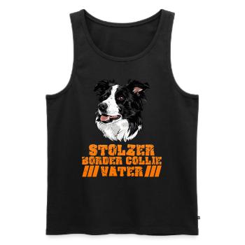 Hundepapa STOLZER BORDER COLLIE VATER Vintage - Männer Premium Bio Tank Top - Schwarz - Vorne - Michal (187cm)