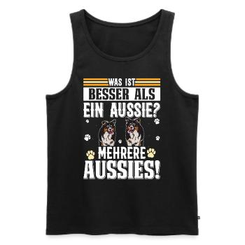 Australian Shepherd WAS IST BESSER ALS EIN AUSSIE? - Männer Premium Bio Tank Top - Schwarz - Vorne - Michal (187cm)