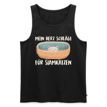 Siamkatzen MEIN HERZ SCHLÄGT FÜR SIAMKATZEN - Männer Premium Bio Tank Top - Schwarz - Vorne - AI Model Male 178 light (178cm)