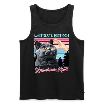 British Shorthair WORLD'S BEST BRITISH SHORTHAIR - Men's Premium Organic Tank Top - black - Front - AI Model Male 178 light (178cm)