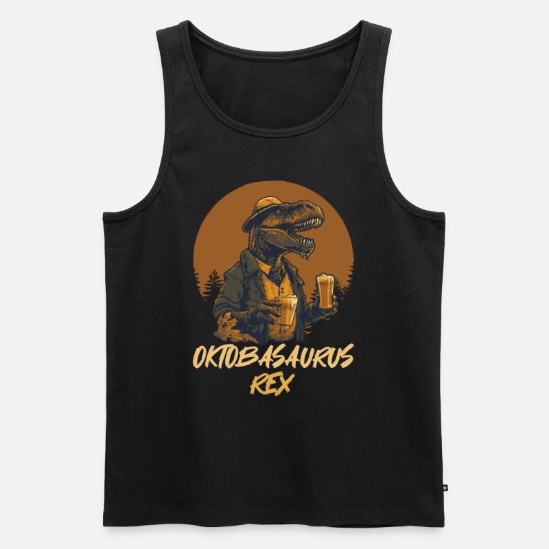 Oktbasaurusrex Bier Dinosaurier Biertrinker - Männer Premium Bio Tank Top - Schwarz
