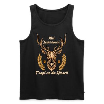Munich folk festival MEI LEDERHOSEN WEARS NO DA - Men's Premium Organic Tank Top - black - Front - Michal (187cm)