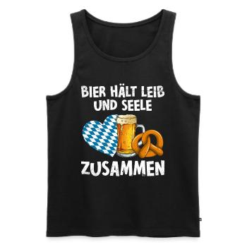La bière maintient le corps et l’âme ensemble - Débardeur bio Premium Homme - noir - Devant - Michal (187cm)