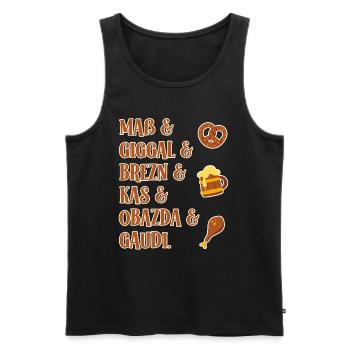 Mass Giggal Pretzels Kas Obazda Gaudi Bavarian Words - Men's Premium Organic Tank Top - black - Front - Michal (187cm)