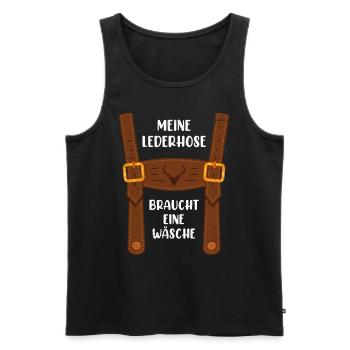 Mon Lederhosen est dans le remplacement de la lessive Costume traditionnel - Débardeur bio Premium Homme - noir - Devant - AI Model Male 178 light (178cm)
