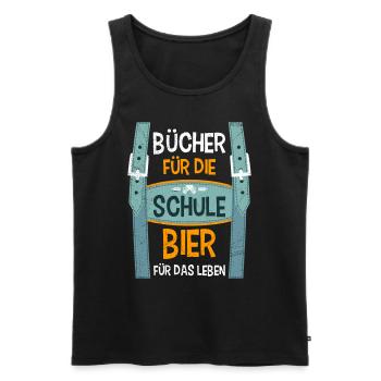 Livres pour l’école Bière pour la vie - Débardeur bio Premium Homme - noir - Devant - AI Model Male 178 light (178cm)