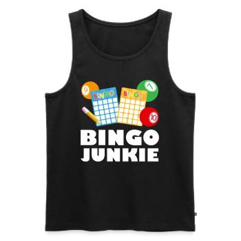 Bingospieler BINGO JUNKIE Binge Liebhaber - Männer Premium Bio Tank Top - Schwarz - Vorne - Michal (187cm)