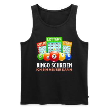 BINGO CRIER JE SUIS UN MAÎTRE DANS CE DOMAINE DRÔLE - Débardeur bio Premium Homme - noir - Devant - Michal (187cm)