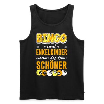 BINGO UND ENKELKINDER MACHEN LEBEN SCHÖNER - Männer Premium Bio Tank Top - Schwarz - Vorne - Michal (187cm)