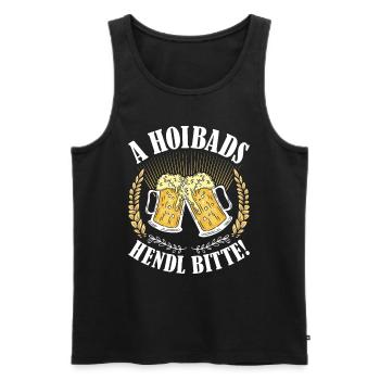 Münchner Volksfest A HOIBADS HENDL BITTE - Männer Premium Bio Tank Top - Schwarz - Vorne - Michal (187cm)