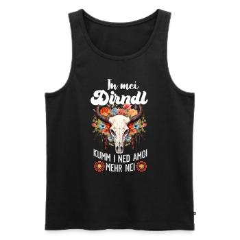 Münchner Volksfest IN MEI DIRNDL KUMM I NED AMOI - Männer Premium Bio Tank Top - Schwarz - Vorne - Michal (187cm)