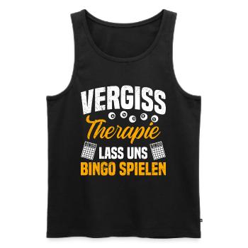 Bingospieler VERGISS DIE THERAPIE LASS UNS BINGO - Männer Premium Bio Tank Top - Schwarz - Vorne - Michal (187cm)