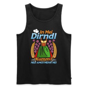 Münchner Volksfest IN MEI DIRNDL KUMM I NED NEI - Men's Premium Organic Tank Top - black - Front - Michal (187cm)