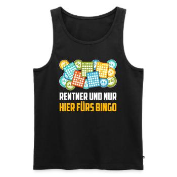 RENTNER UND NUR HIER FÜRS BINGO Lustiges - Männer Premium Bio Tank Top - Schwarz - Vorne - Michal (187cm)