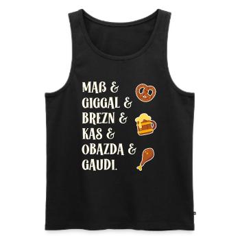 Mass Giggal Pretzels Kas Obazda Gaudi Bavarian Words - Men's Premium Organic Tank Top - black - Front - Michal (187cm)