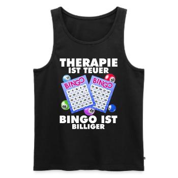 Bingo THERAPY IS EXPENSIVE BINGO IS CHEAPER - Men's Premium Organic Tank Top - black - Front - Michal (187cm)