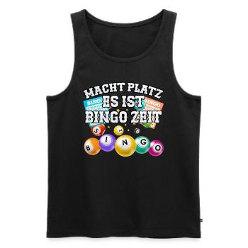 Bingospieler MACHT PLATZ ES IST BINGO ZEIT Lustig - Männer Premium Bio Tank Top - Schwarz - Vorne - Michal (187cm)
