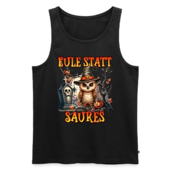 Halloween Kostüm EULE STATT SAURES Lustiges - Männer Premium Bio Tank Top - Schwarz - Vorne - AI Model Male 178 light (178cm)