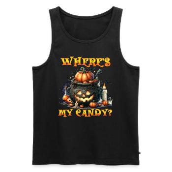Halloween Kids WHERE'S MY CANDY? Creepy - Men's Premium Organic Tank Top - black - Front - Michal (187cm)