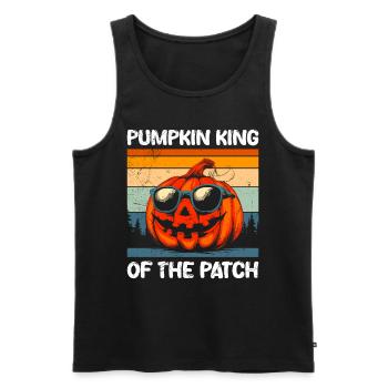 Costume d’Halloween CITROUILLE ROI DU PATCH - Débardeur bio Premium Homme - noir - Devant - Michal (187cm)