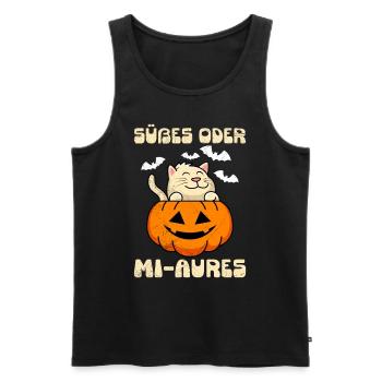 Halloween Kostüm Katzenfan SÜßES ODER MI-AURES - Männer Premium Bio Tank Top - Schwarz - Vorne - AI Model Male 178 light (178cm)