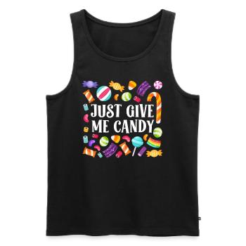 Halloween Enfants JUST GIVE ME CANDY Fun - Débardeur bio Premium Homme - noir - Devant - Michal (187cm)