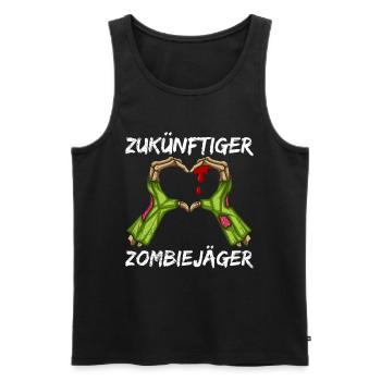 Costume d’Halloween Enfants FUTURE ZOMBIE HUNTER - Débardeur bio Premium Homme - noir - Devant - Michal (187cm)