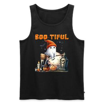 Costume d’Halloween Enfants BOO TIFUL Drôle - Débardeur bio Premium Homme - noir - Devant - AI Model Male 178 light (178cm)