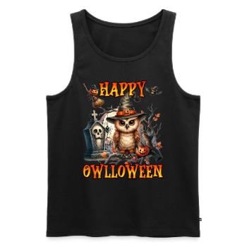Halloween Kids HAPPY OWLLOWEEN Funny - Men's Premium Organic Tank Top - black - Front - Michal (187cm)