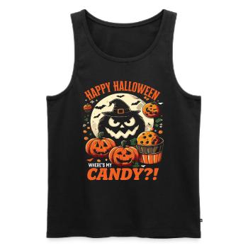 HAPPY HALLOWEEN CANDY?! Lustiges Halloween Kostüm - Männer Premium Bio Tank Top - Schwarz - Vorne - Michal (187cm)