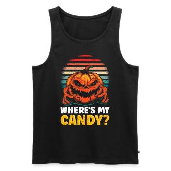 Costume d’Halloween Enfants OÙ SONT MES BONBONS ? Horreur - Débardeur bio Premium Homme - noir - Devant - Michal (187cm)