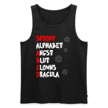 Halloween SPOOKY ALPHABET FEAR BLOOD CLOWNS - Men's Premium Organic Tank Top - black - Front - Michal (187cm)