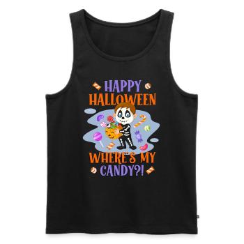 Joyeux Halloween OÙ SONT MES BONBONS ? Drôles d’enfants - Débardeur bio Premium Homme - noir - Devant - AI Model Male 178 light (178cm)