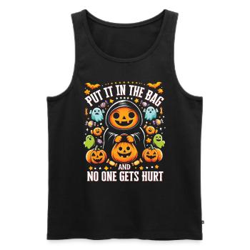 Halloween Party PUT IT IN THE BAG NO ONE GETS HURT - Men's Premium Organic Tank Top - black - Front - AI Model Male 178 light (178cm)