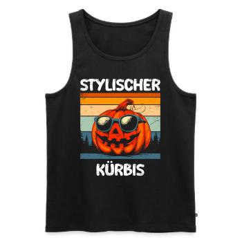 Halloween Fête Enfants ÉLÉGANT CITROUILLE Drôle - Débardeur bio Premium Homme - noir - Devant - Michal (187cm)