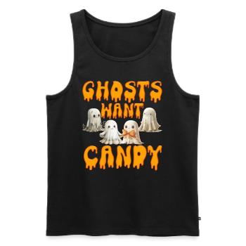 Fête d’Halloween FANTÔMES VEULENT DES BONBONS Drôle - Débardeur bio Premium Homme - noir - Devant - Michal (187cm)