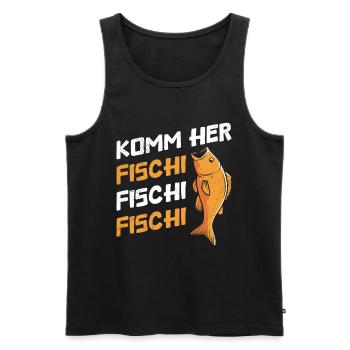Angler KOMM HER FISCHI FISCHI FISCHI Lustiges - Männer Premium Bio Tank Top - Schwarz - Vorne - AI Model Male 178 light (178cm)